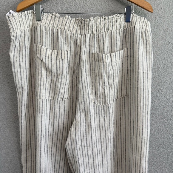 Smocked waist Wide Leg Striped Linen Blend Pants Size XXL (20) NWT Pockets - Picture 8 of 10
